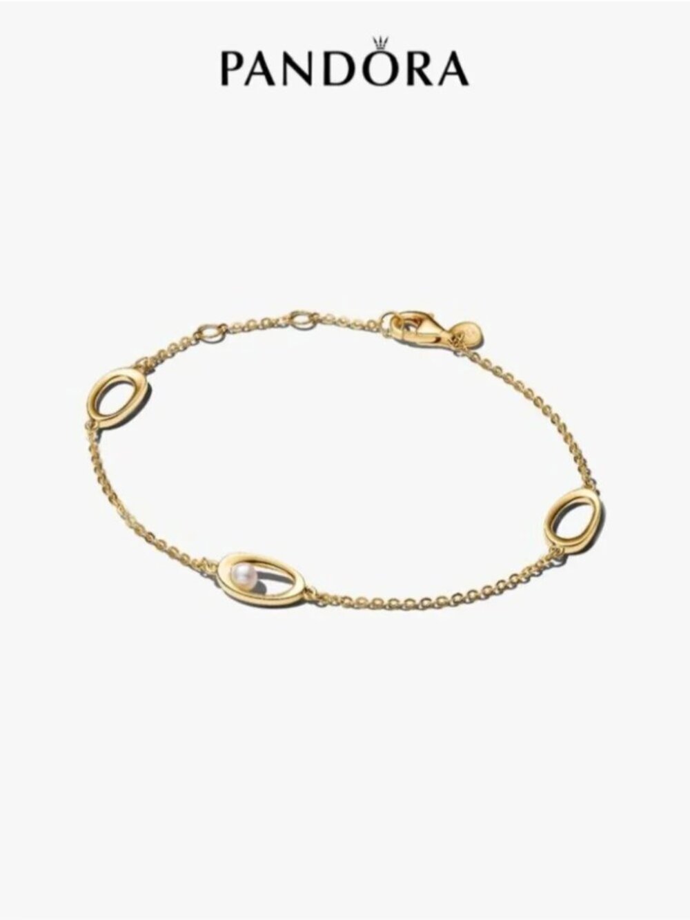 Pandora Organically Shaped Oval & Treated Freshwater Cultured Pearl Bracelet